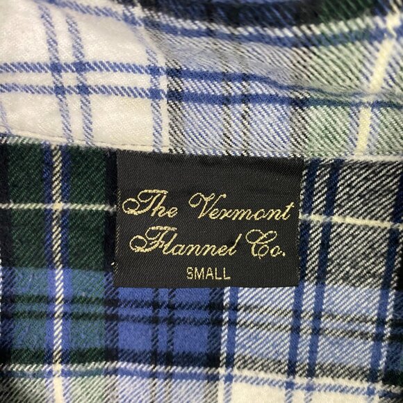 Vermont Flannel Co. Henley Shirt Men's Small Blue Green Plaid Check Pullover - Picture 6 of 13